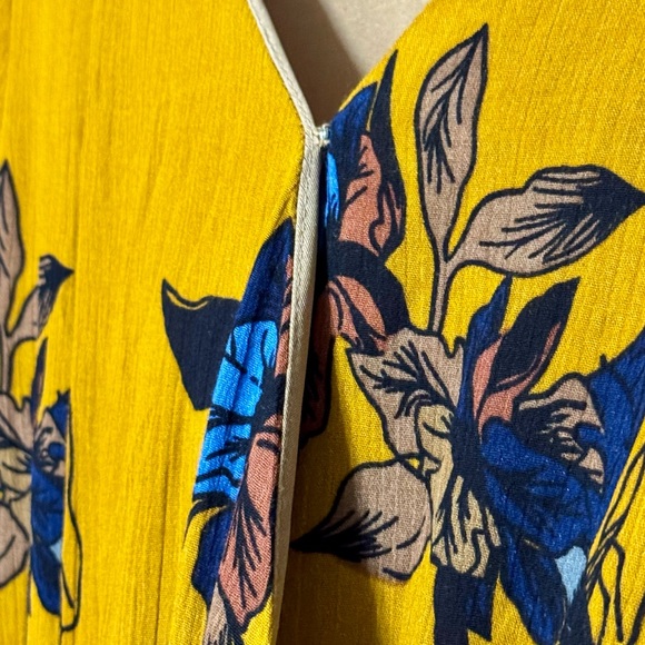 Very J Bohemian Mustard Floral Print Long Ruffled Layered Bell Sleeve Romper - Picture 3 of 12